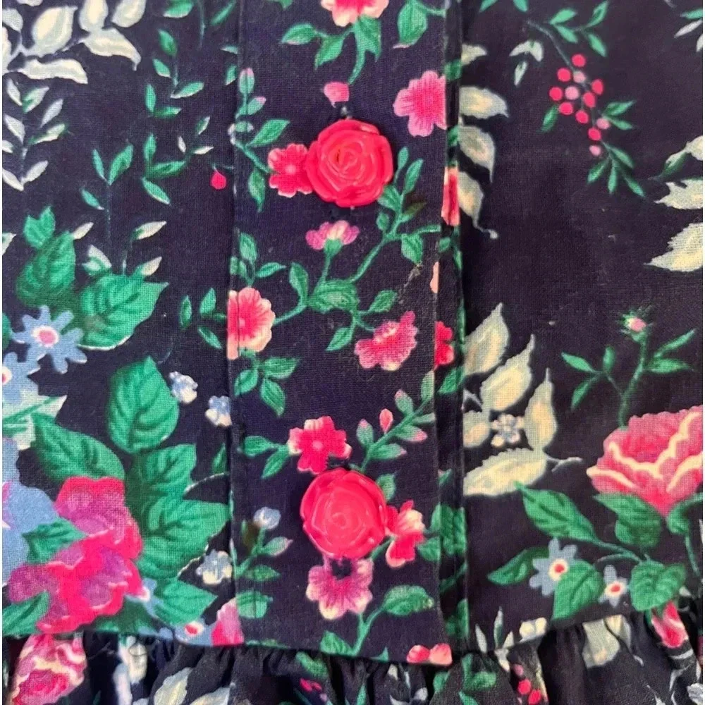 The Little Trotter Inc Sz 14 Girls 80s Boat Neck Floral Crinoline Party Dress